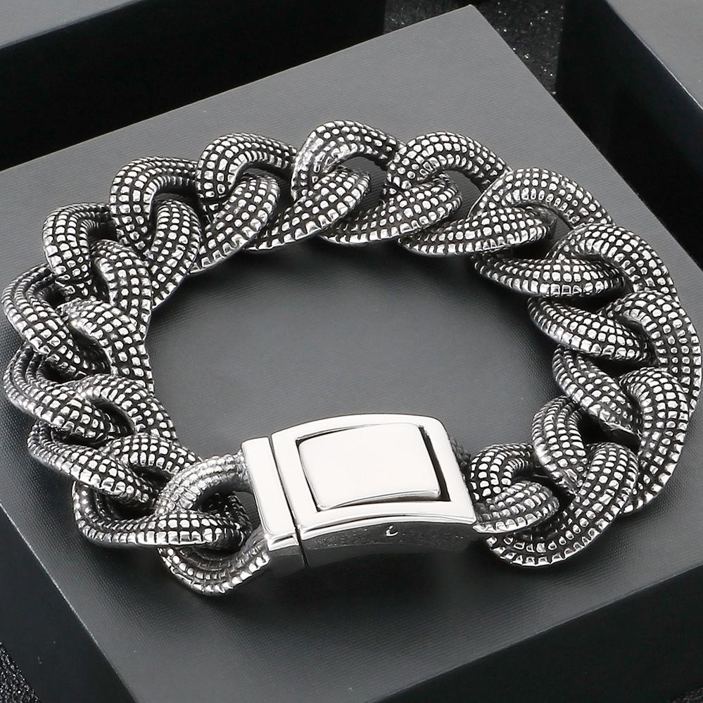 Retro 19MM Heavy Duty Cuban Link Chain Man Bracelet for Men Punk Gothic 316L Stainless Steel Jewelry Men's Bracelets Boys Gifts