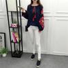 Women Summer Blouse Ethnic Embroidered Pullover Top Round Neck Lantern Sleeve Loose Fit Tunic Shirt