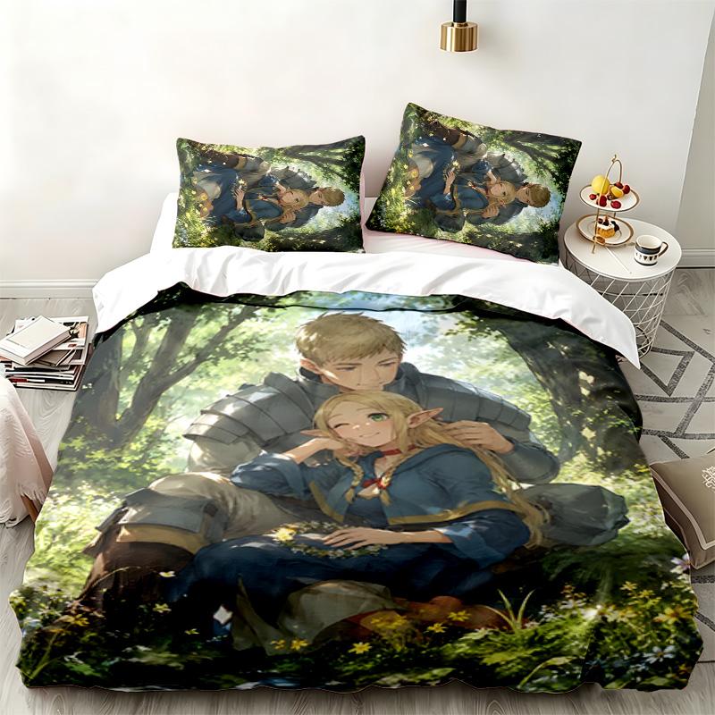 Delicious In Dungeon 3pc Set Perfect for Bedroom Use Comfortable Bedding Set Includes a Duvet Cover and Two Pillowcases Ideal Birthday or Christmas Gi
