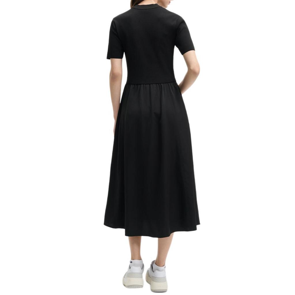 FILA Heritage Series Fashion Casual Comfortable Mid-Length Short Sleeve Dress Women dresses Black F11W528307F-BK