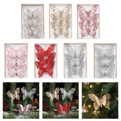 Christmas Tree Butterfly Ornaments Sparkling Butterfly Christmas Tree Hanging Decorations with Clips for Festival