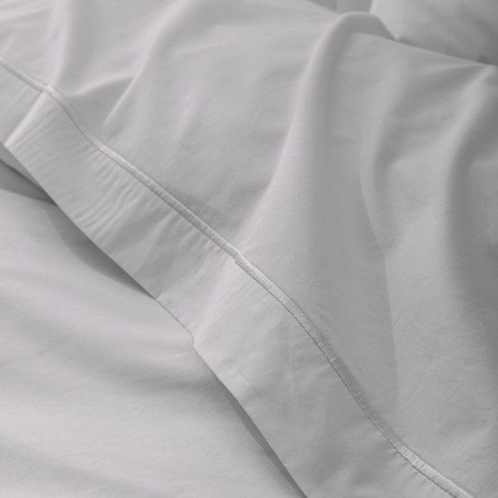 Drap plat percale de coton peigné "Julian" toutes dimensions Coton Pur - Julian Perle - 240 x 300 cm pour lit 2 places