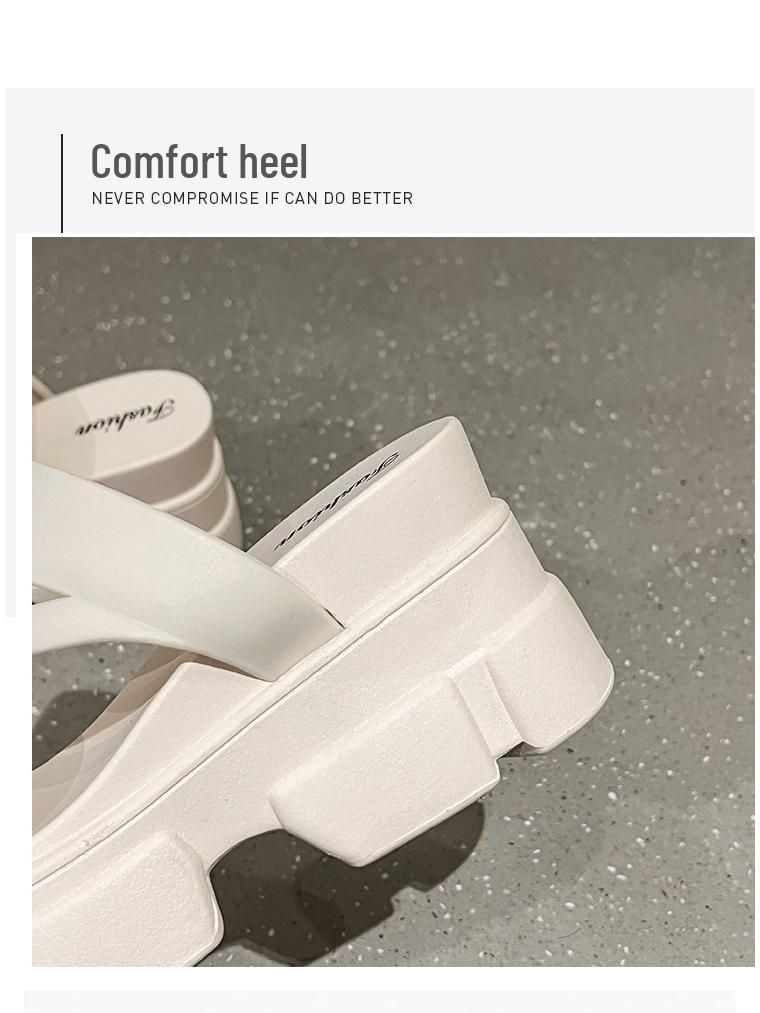 Women's Summer Platform High-Heeled Sandals: Stylish Slip-On Flip Flops with Thick Soles and Versatile Elevation.