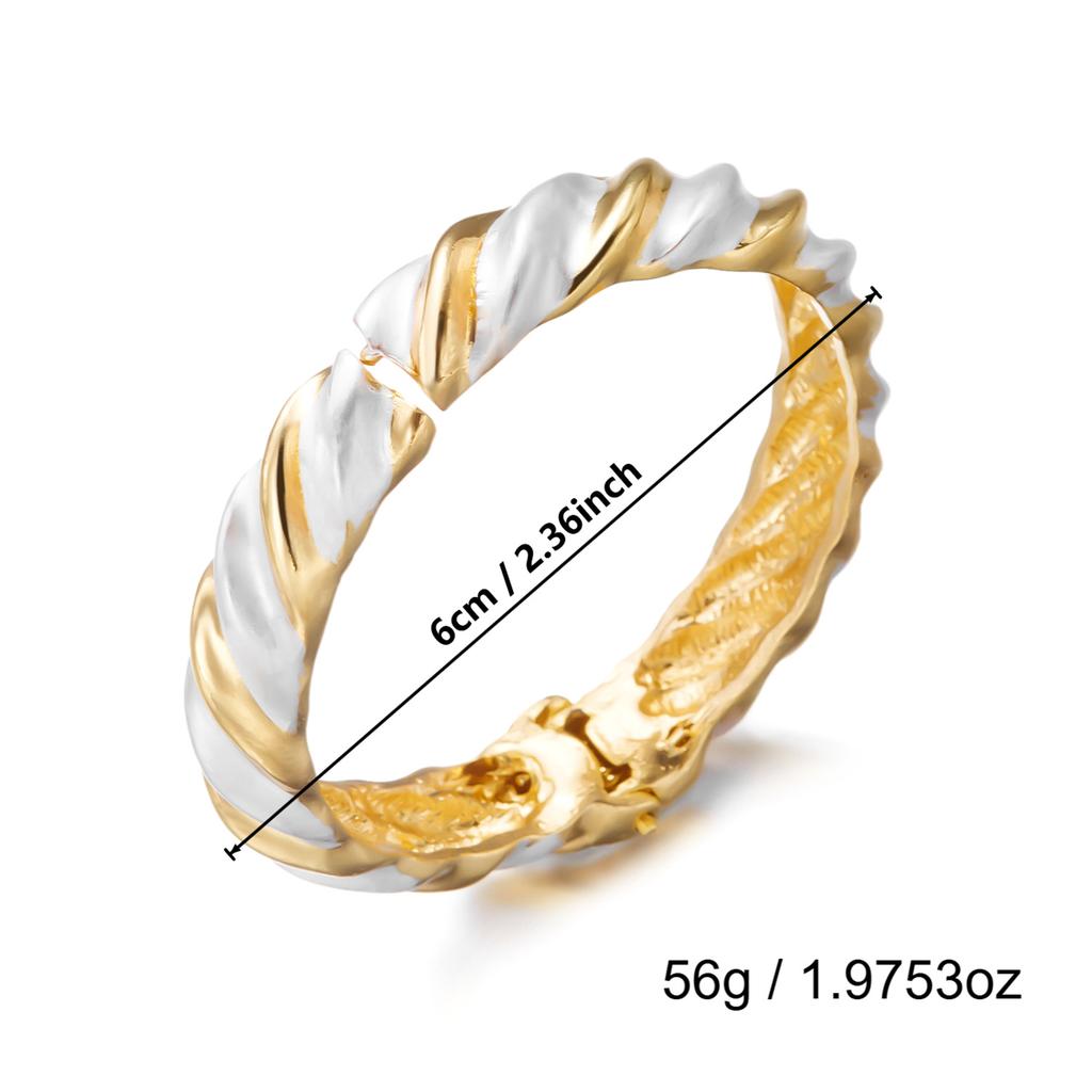 Vintage Punk Irregular Geometry Twisted Open Bangle for Women Hip Hop White Enamel Wide Chunky Bangle Charms Party Jewelry