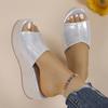 Fashion 2025 Summer Chunky Platform Slippers for Women Pu Leather Wedges High Heel Sandals Woman Plus Size 36-43 Beach Sandles Female