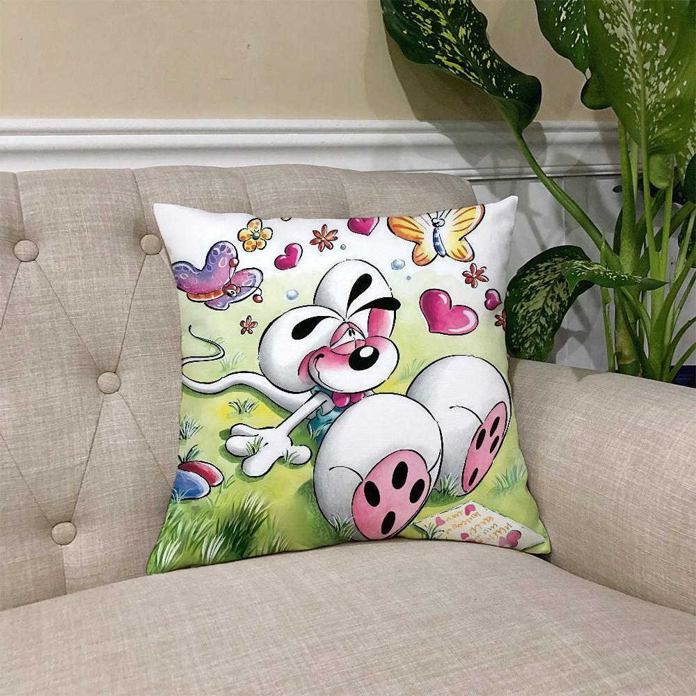 Мультяшная наволочка с мышонком D-Diddl Квадратная наволочка для диванной подушки Повседневная, приятная к коже, удобная 30cmx30cm