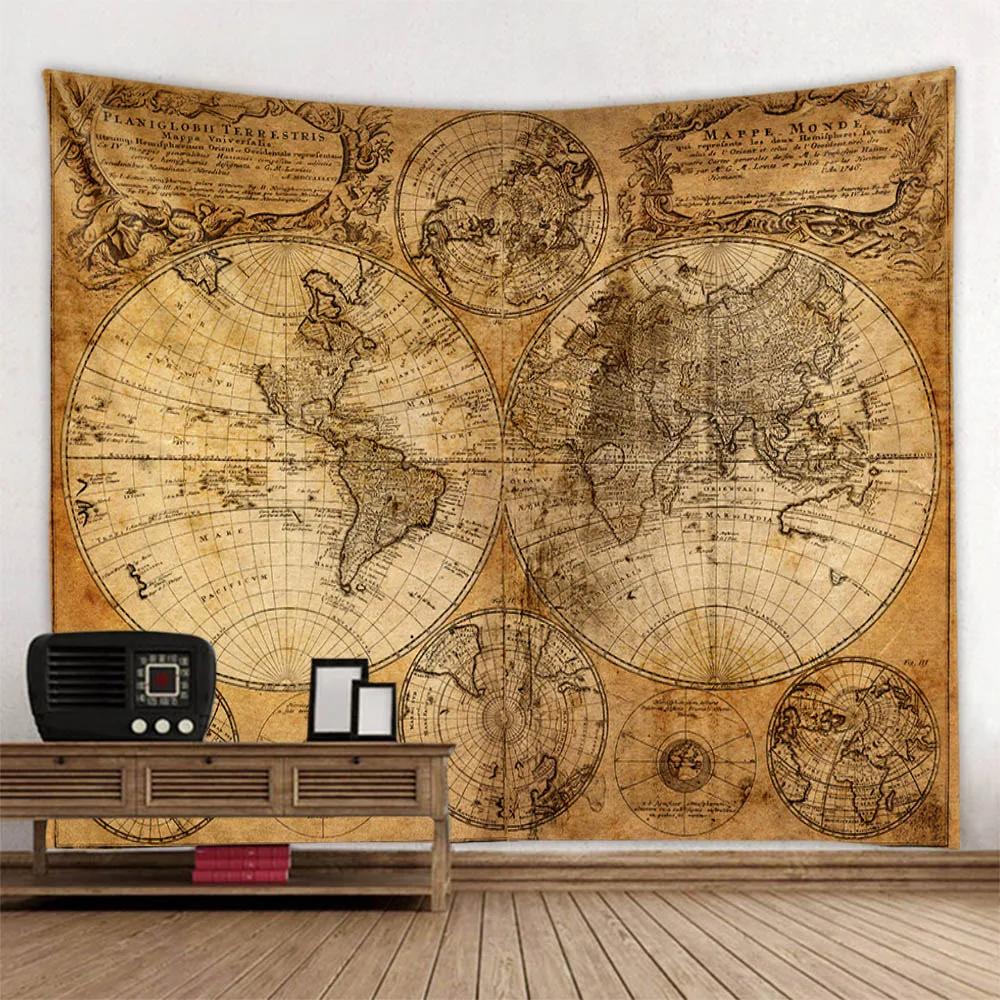VIKAMA Vintage Pirate Ship Tapestry Home Wall Art Decorative Backdrop Living Room Bedroom Decorative Hanging Tapestry