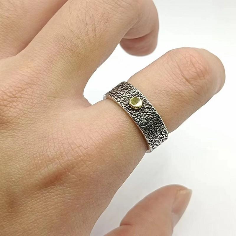 Handmade Vintage Sun Moon Couple Ring Set Adjustable Open Band Men Women Geometric Retro Jewelry