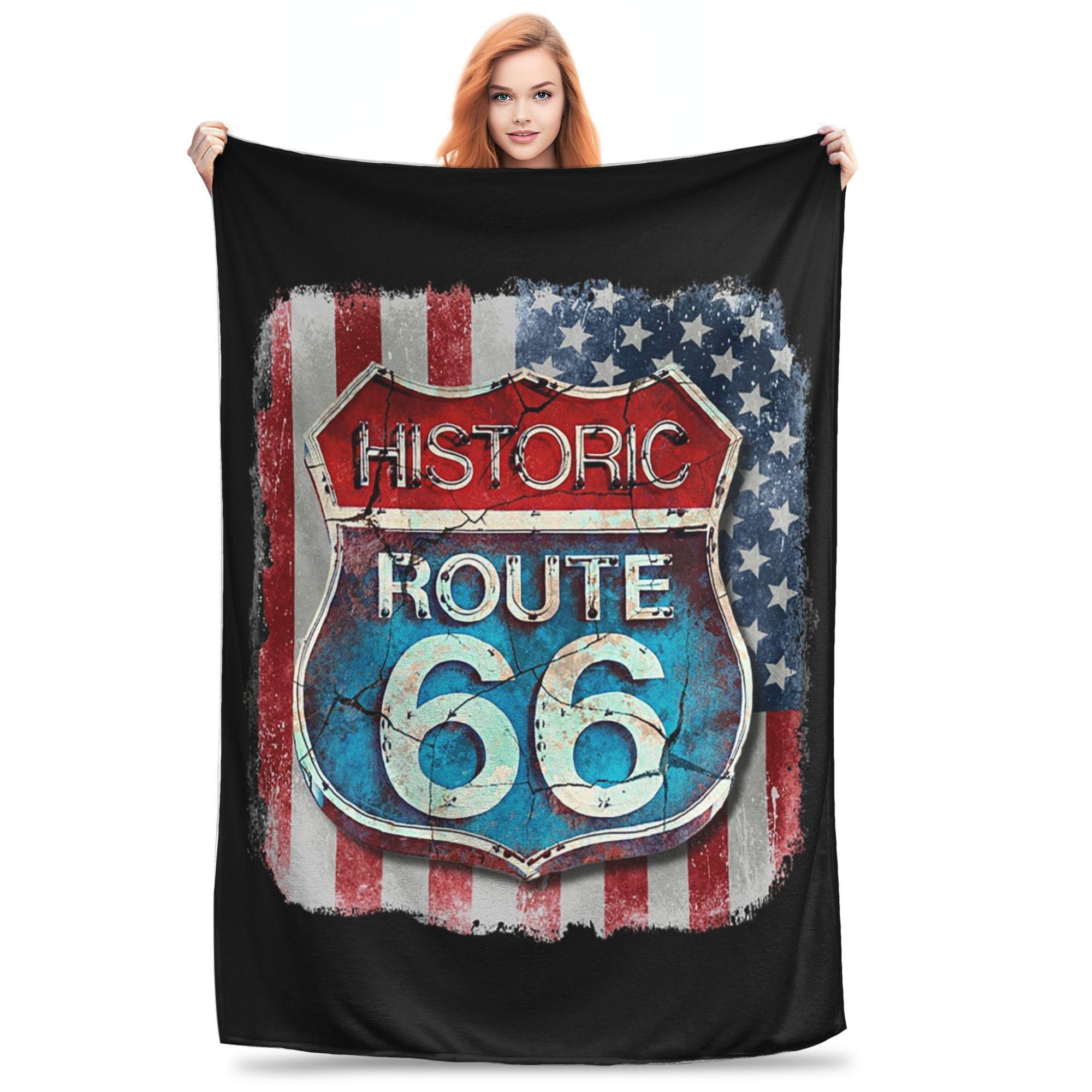 

Route 66 Pin Up Rockabilly Blanket Super Soft Fleece Sofa Throw Blanket for Home Bedroom Office Throws Bedspread Quilt 80x120cm