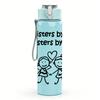 1PC Sister Heart Line Art Quote 750ml Color Plastic Sports Water Bottle Leakproof Flip Straw Lid Suitable for Sports Office Home Use