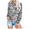 Fashion Women Loose Leopard Stripes Printed Blouse Long Sleeves T-Shirt Tops