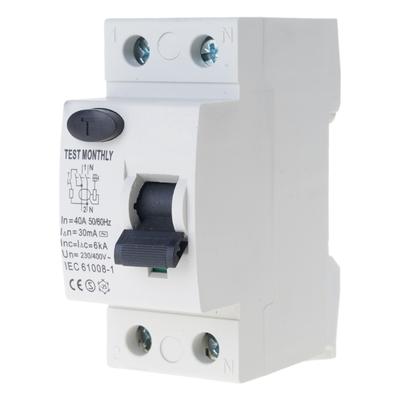 Residual Current Circuit Breaker 2 Poles Din Rail Earth Leakage Current Breaker Safety Switches 2Pin 40A Circuit Breaker