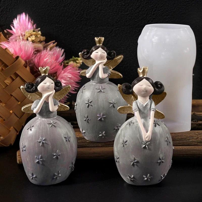 2026 Latest Models Silicone Clay Mold Angel Girl Holding Face Shape Silicone Mold Girl Holding Face Shape Scented Candle Mold
