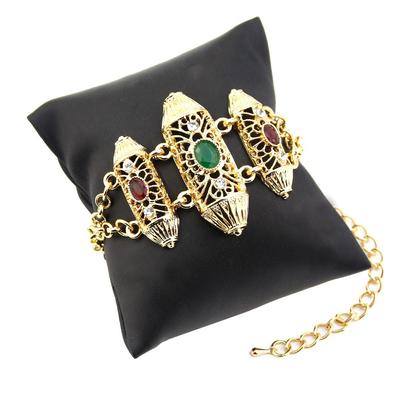 Gold Color Women Charm Bracelet Hollow Arabesque Bride Ethnic-Style Chain Bracelet Arabic Wedding Jewely
