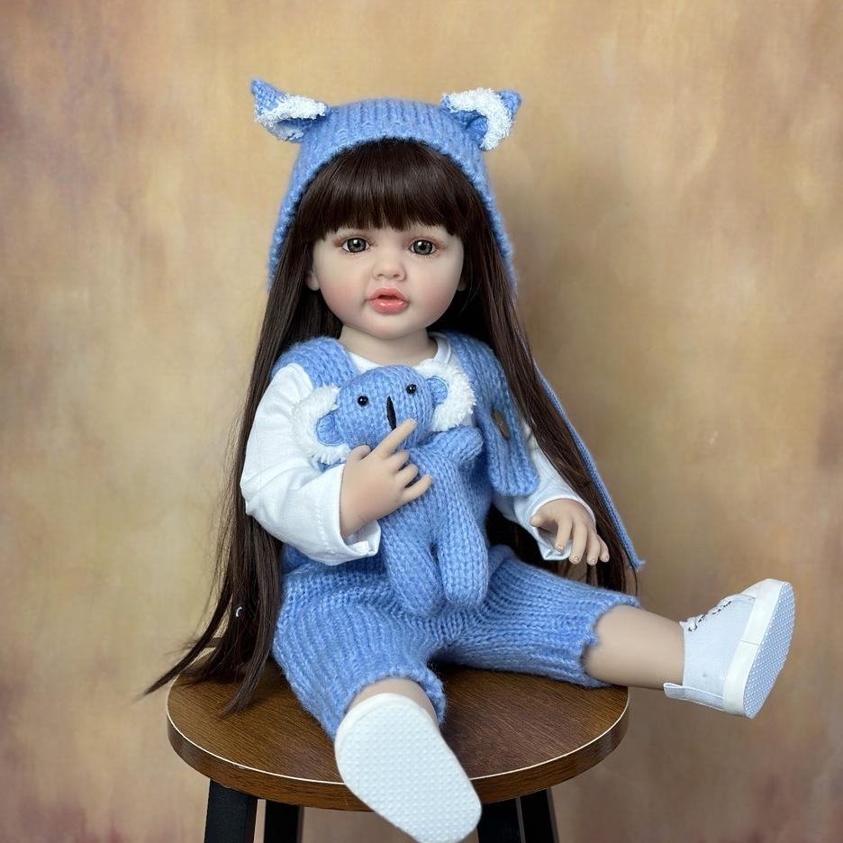 BZDOLL 55 CM 22 Inch Stand Girl Panenka Realistické Reborn Baby Full Soft Silikonové tělo Princezna Batole Bebe Dárek k narozeninám