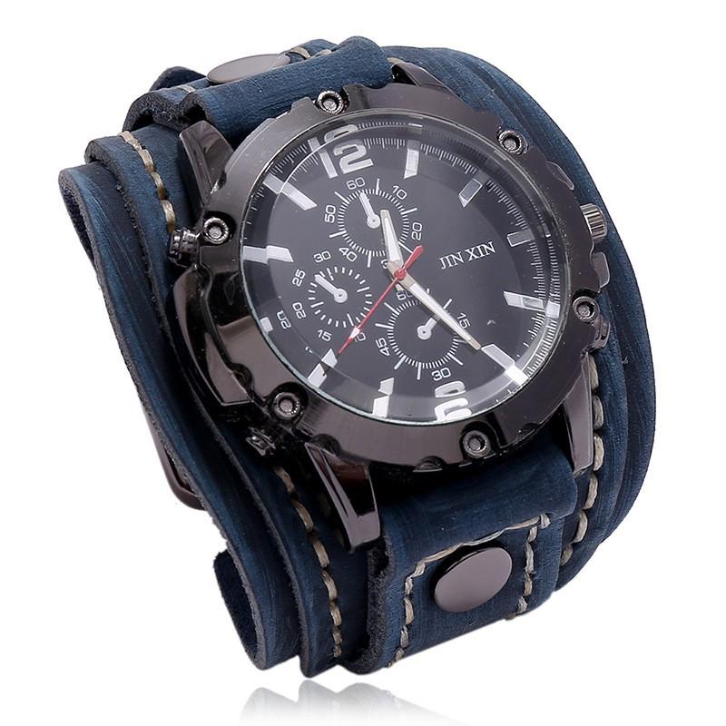 Vintage Stitched Leather Watch Men Women
