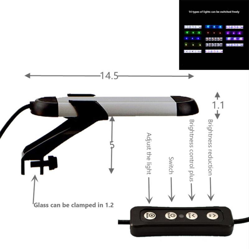 Clip On Aquarium Light, 8W Waterproof Dimmable USB Lamp With Memory Function, Fish Tank Full