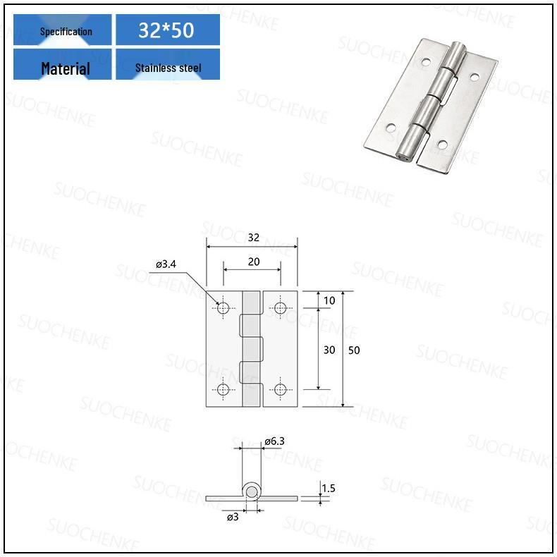 304 Stainless Steel Industrial Butterfly Hinge HHKS25/40/50/65/100 - Narrow Continuous Folding Hinge