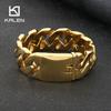 KALEN 24MM Heavy 316L Stainless Steel Bracelet for Men Shiny Gold Color Specialized Cuban Chain Jewelry Personalized Accessories