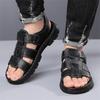 Fashion Sandals for Men High Quality Cowhide Leather Sandals Fashion Casual Beach Shoes Summer Peep Toe Men Flat Sandals Chanclas Hombre