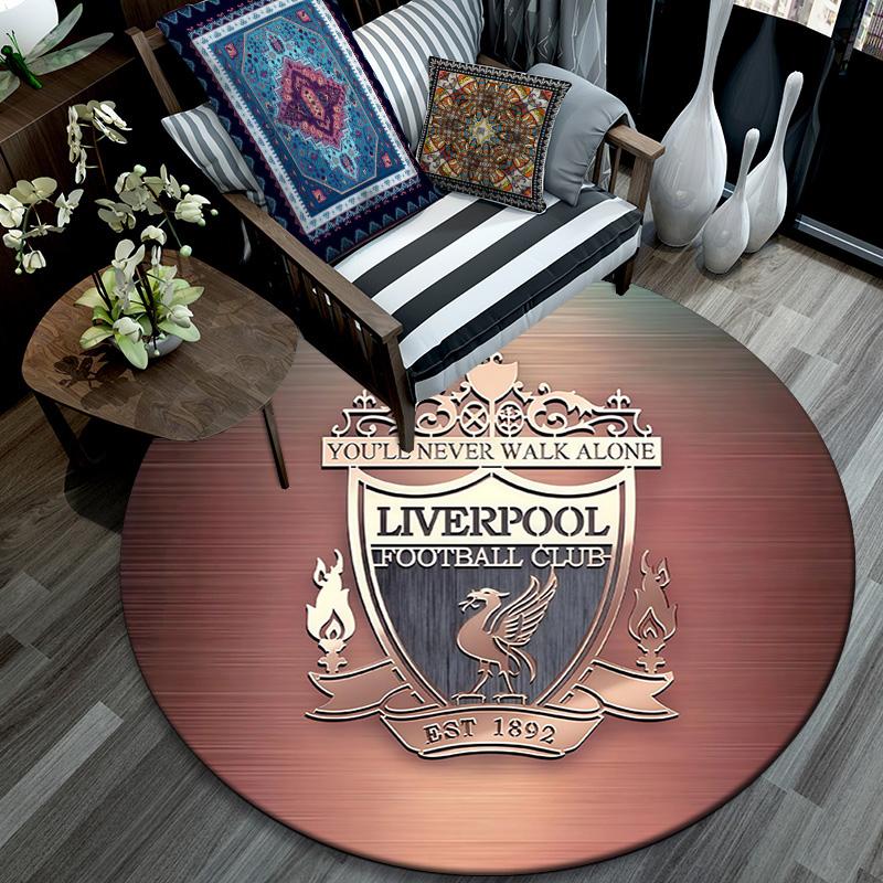Liverpool Runder Teppich, Teppich für Wohnzimmer Schlafzimmer Sofa Spielzimmer Dekoration, Rutschfeste Bodenmatte