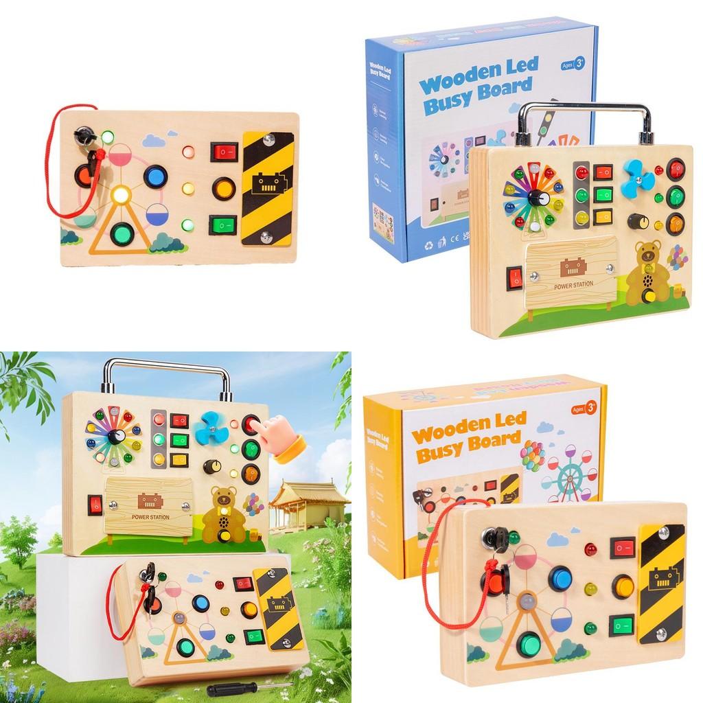 Hölzernes Switch-Spielbrett Kinder-Puzzle-Spielzeugset Mit LED-Leuchten Für Frühe Kindheit Lernen Und Entwicklung