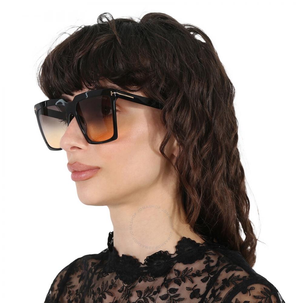 Tom Ford Sabrina Smoke Gradient Square Ladies Sunglasses Ft0764 01b 58