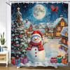 Cartoon snowman Shower Curtain Bath Curtain Santa Claus Merry Christmas Printed Bathroom Curtains for Home Decoration Curtain