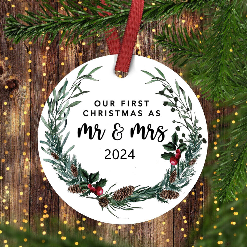 Wedding Gifts for Couple Our First Christmas Married Ornament 2025 First Christmas As Mr and Mrs Married Ornament 2025