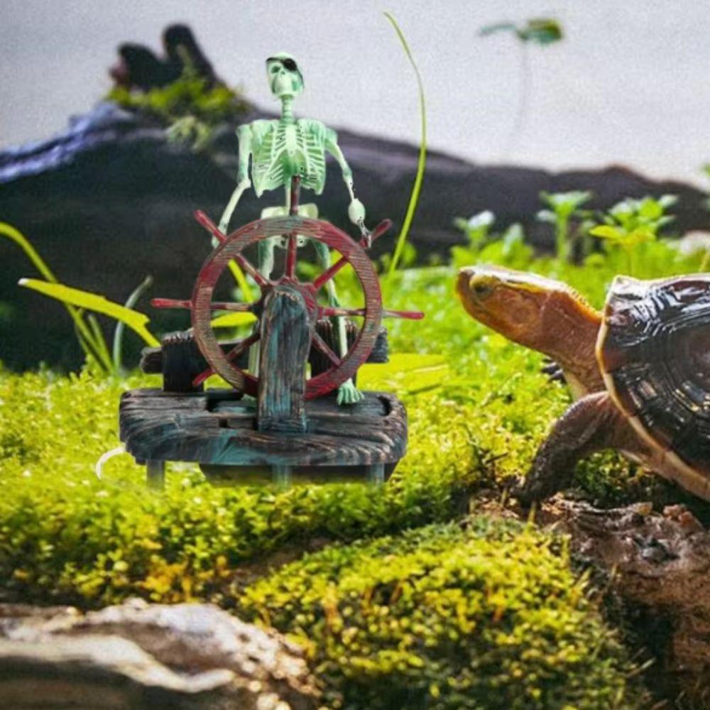 

Смоляной скелет колесо действие декоративный скелет капитан статуэтка аквариум captain