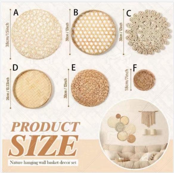 Bohemian Woven Wall Basket Set - Handwoven Hanging Decor for Living Room or Entrance