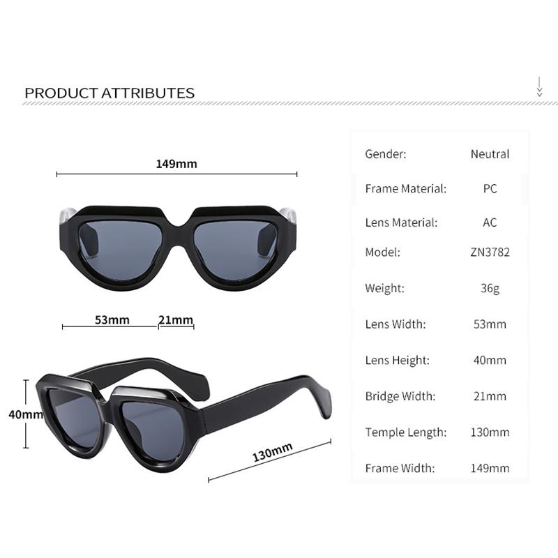 New Fashionable Luxury Oversized Frame Sunglasses for Women Hip-Hop Retro Cat-Eye Asymmetric Style UV Protection Glasses for Men