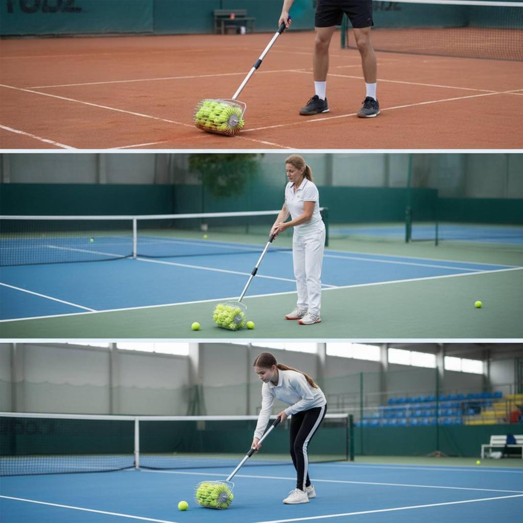 Raccoglitore per Palline da Tennis Raccoglitore a Rullo in Acciaio Inossidabile Portatile