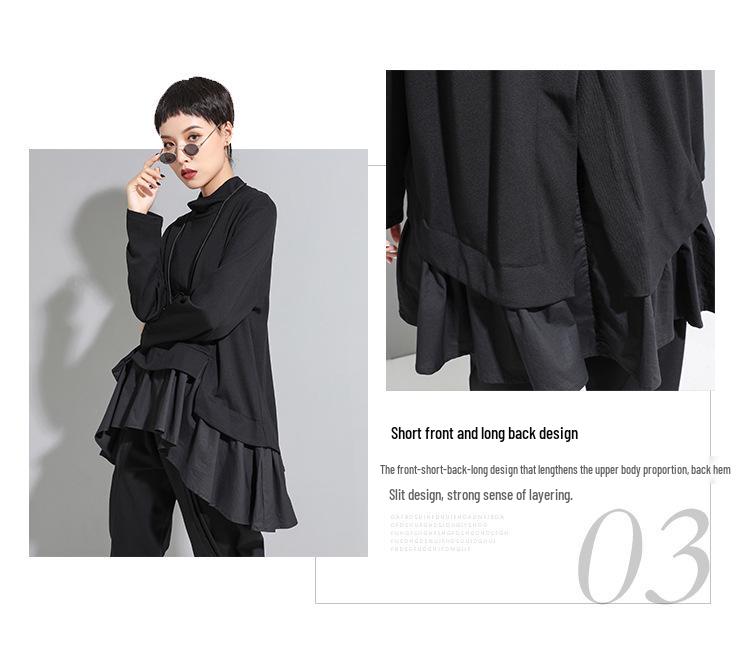 European & American Spring/Autumn Women's Irregular Swallowtail Babydoll Long-Sleeve T-Shirt