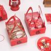 2pcs Chinese New Year Candy Packaging Box with Handle Red Gifts Boxes Handmade Thicken Kraft Paper Cookies Packing Case