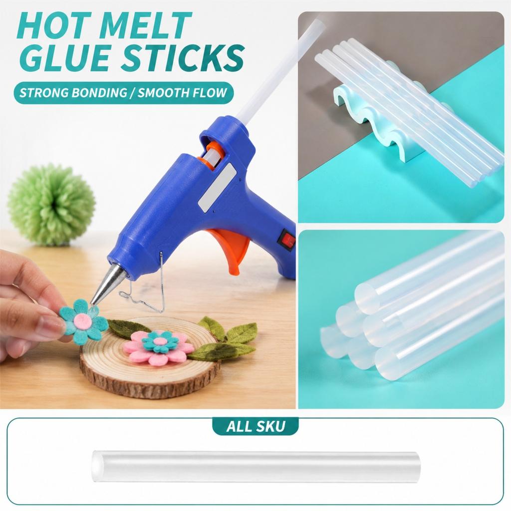 7x250mm Hot Melt Glue Sticks Compatible with Standard Glue Guns for Industrial and Craft Applications Clear Adhesive Rods