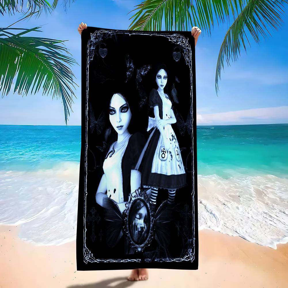 A-Alice M-Madness R-Returns Anime Beach Swimming Towel Soft Absorbent Washcloth Children's Gifts for Kids Travel Camping Gym