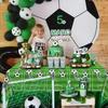 4 Pack Green Soccer Party Tablecloths, 87x51 inches, Rectangular Plastic Table Covers, Stain Resistant, Perfect for Boys Birthday Parties