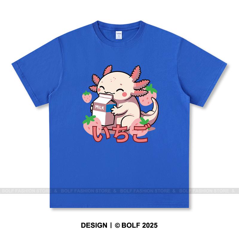 Japanese Kawaii Animal Printed T-Shirt 100% Cotton Oversized Cute Graphic Tees for Men Women Summer Tops Anime Streetwear