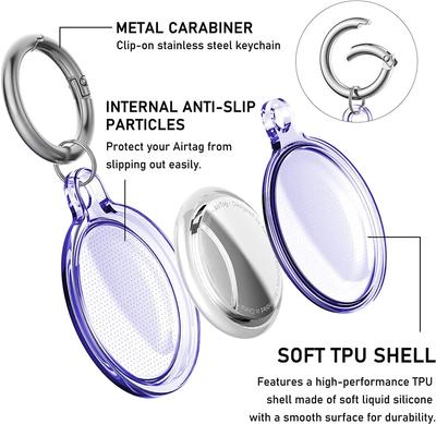 Clear TPU Case For Apple Airtag Protective Case With Keychain Anti-Lost Case Waterproof Transparent Cover For Pets Cats Dog Keys