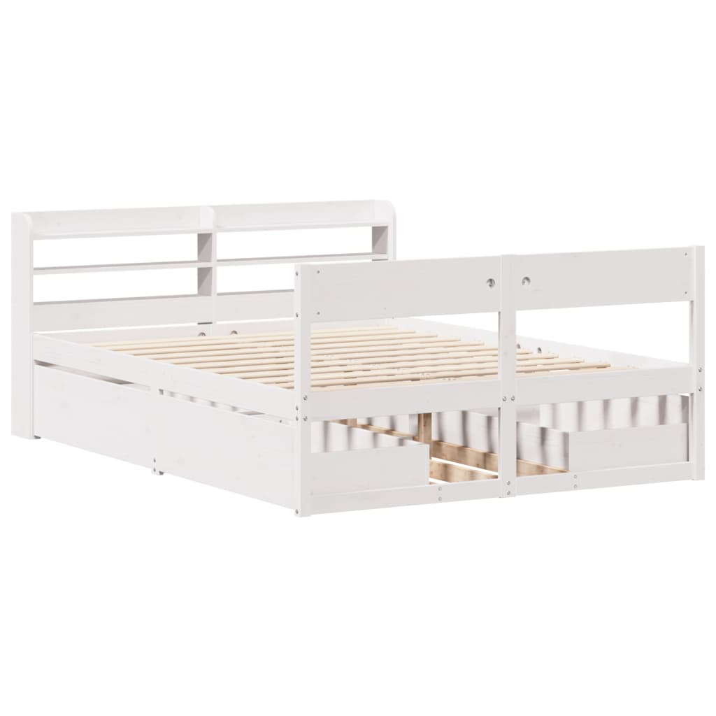 Solid Wood Bed without Mattress White 160x200 cm Pine Wood