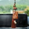 Rosewood & Peach Wood Car Pendant with Buddha/Guanyin Plaque - High-End Tassel Car Decoration