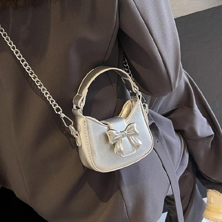 Chain Strap Messenger Bag for Women Bows Shoulder Bag PU Leather Crossbody Bag
