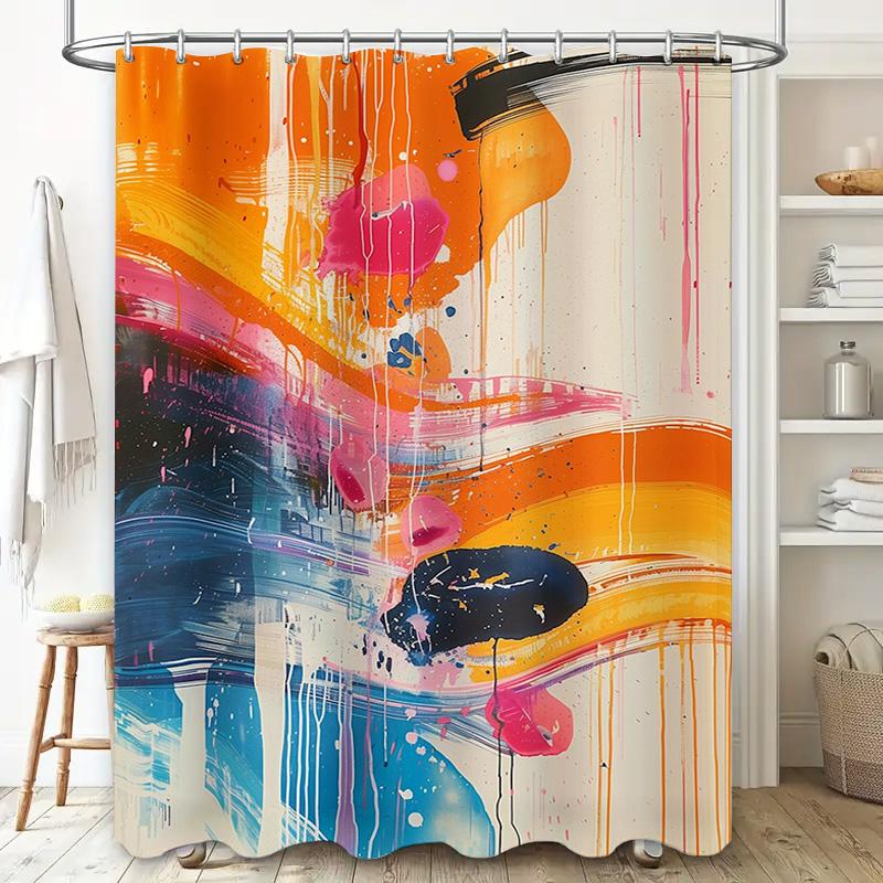 Brightly Colored Watercolor Shower Curtain Modern Artistic Design for Bathroom Decorations