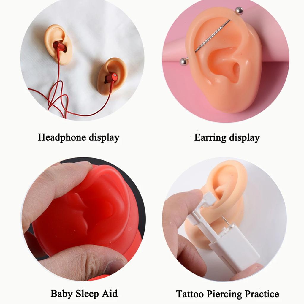 Silicone Ear Model for Piercing Practice and Jewelry Display Realistic Left and Right Human Ear Simulation Ears Replicas
