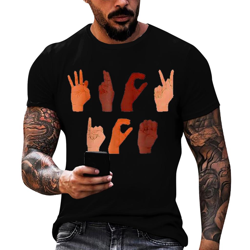Men's loose and casual patterned letter print T-shirt short-sleeved top