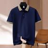 Men Clothes Summer New Short Sleeve Business Casual Lapel Golf Pure Color Polo Shirt 100% Polyester