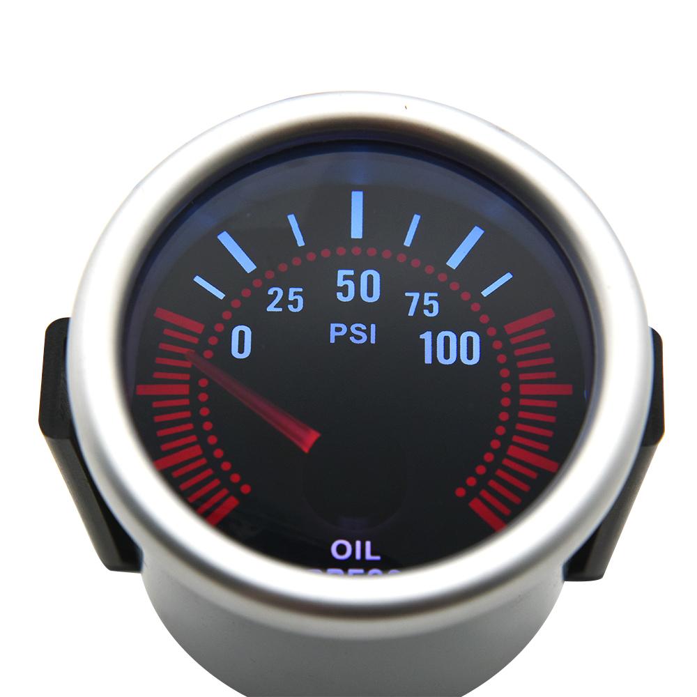 Universal 12V Auto Car 52mm Smoke Len Pointer Boost Gauge -1~0~2 BAR Turbo Boost Meter White LED PSI Turbo Pressure Gauge