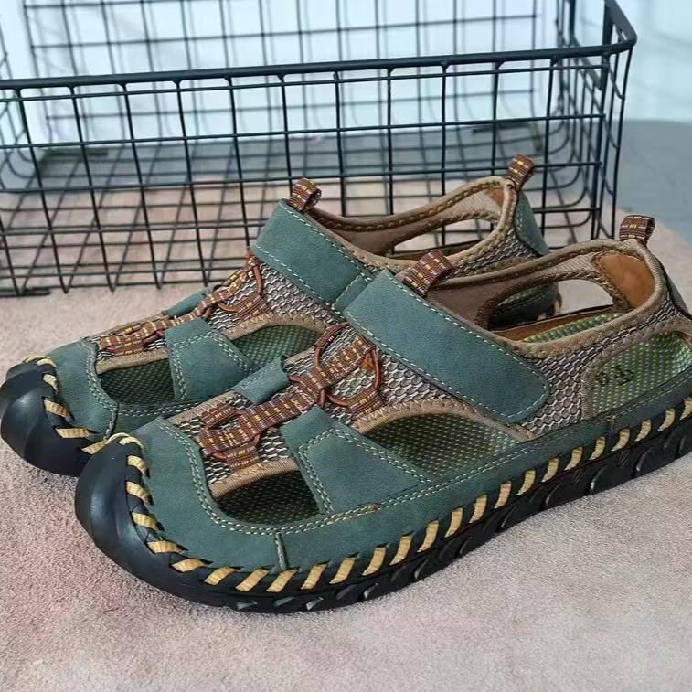 Håndlagde sandaler for menn Utendørssandaler Skinnsandaler Strandsko Vandring utendørs skinnsandaler