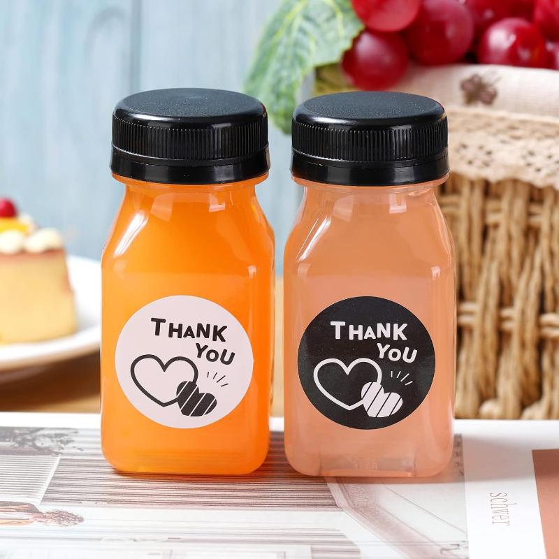 Drink Container 4Pcs Juice Bottles 120Ml Empty Clear Coffee Milktea Square Plastic Bottle With Lid